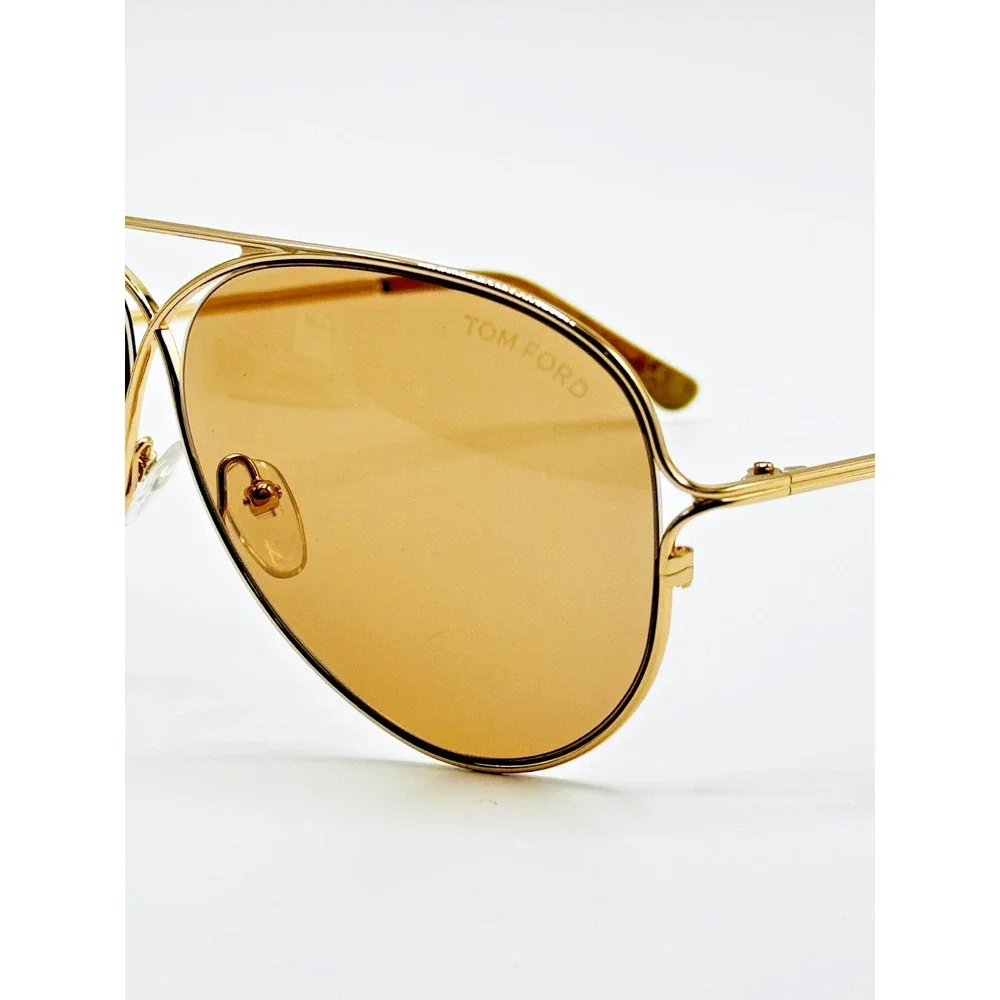 Tom Ford Sunglasses TOM N.4 28E Rose Gold Aviator Frame Brown Lens 59-10-135